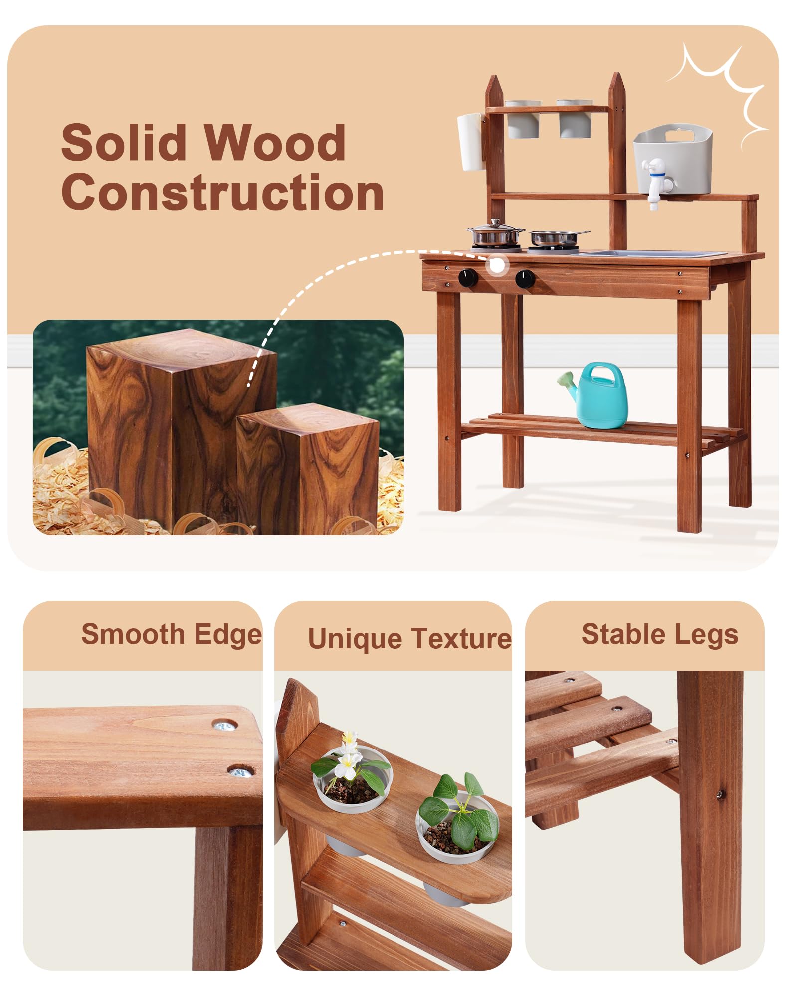 ROBUD Mud Kitchen faucet in action promoting interactive play and social learning.