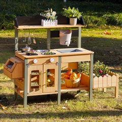 ROBUD mud kitchen plant growing box inspires nature-based exploration outdoors.