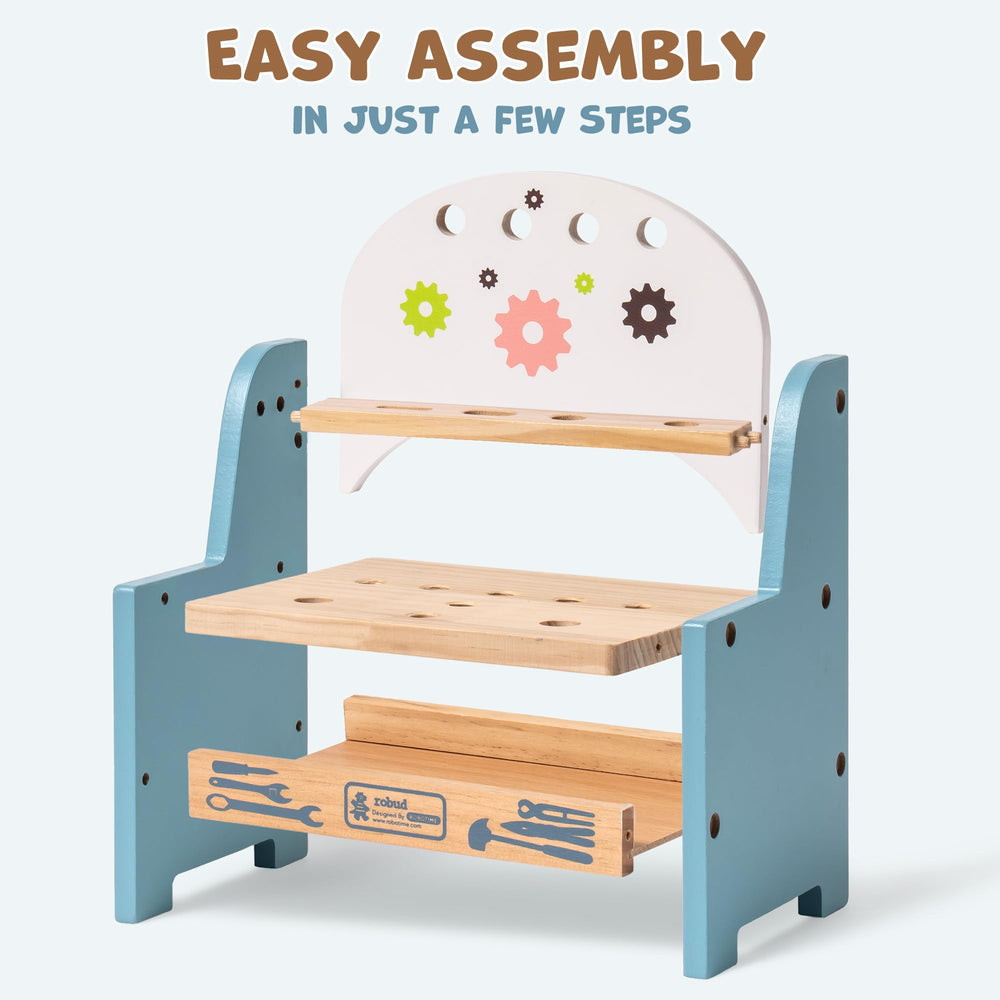 ROBUD bottom shelf design keeps tools organized after playtime