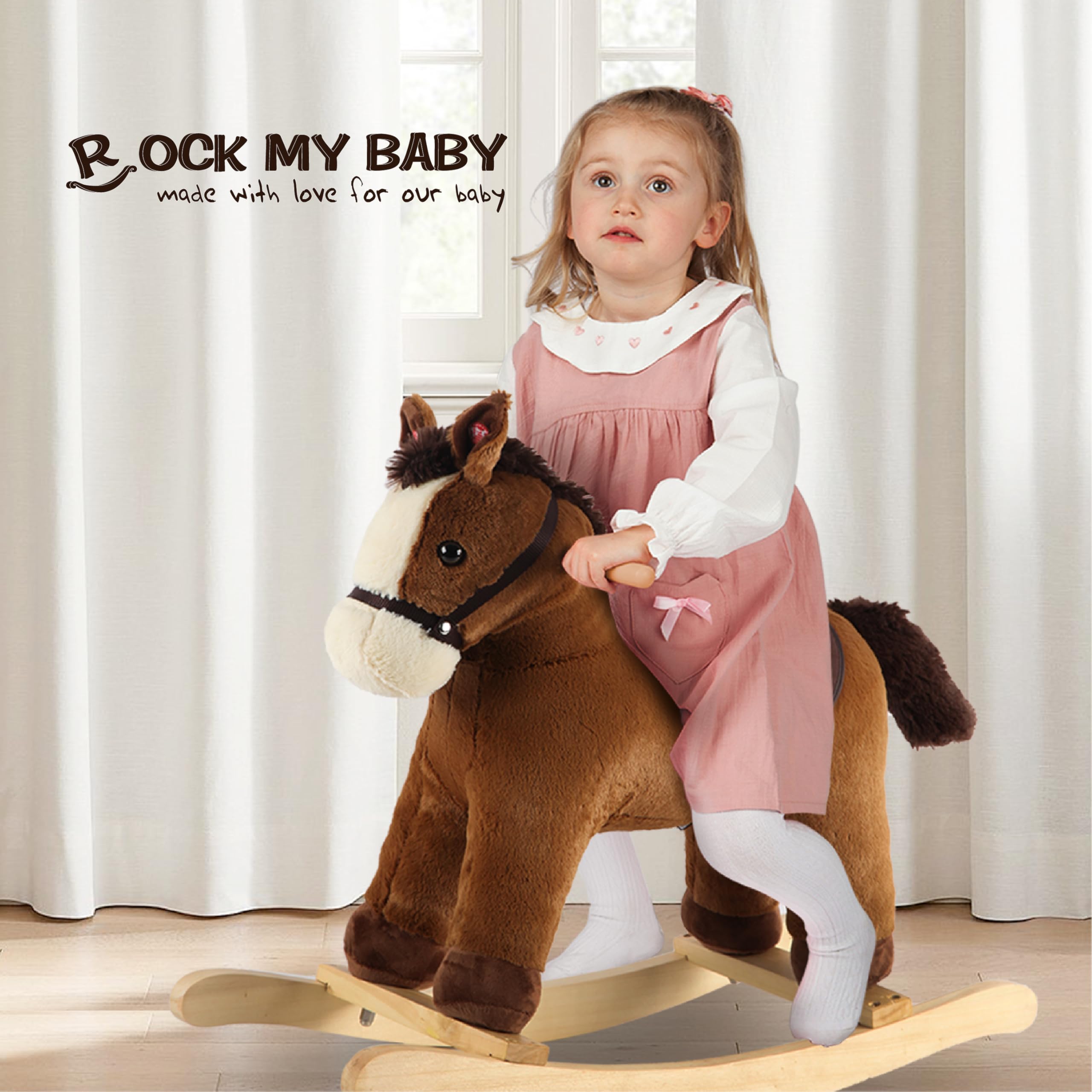 Rock My Baby rocking horse compact dimensions for easy room placement.
