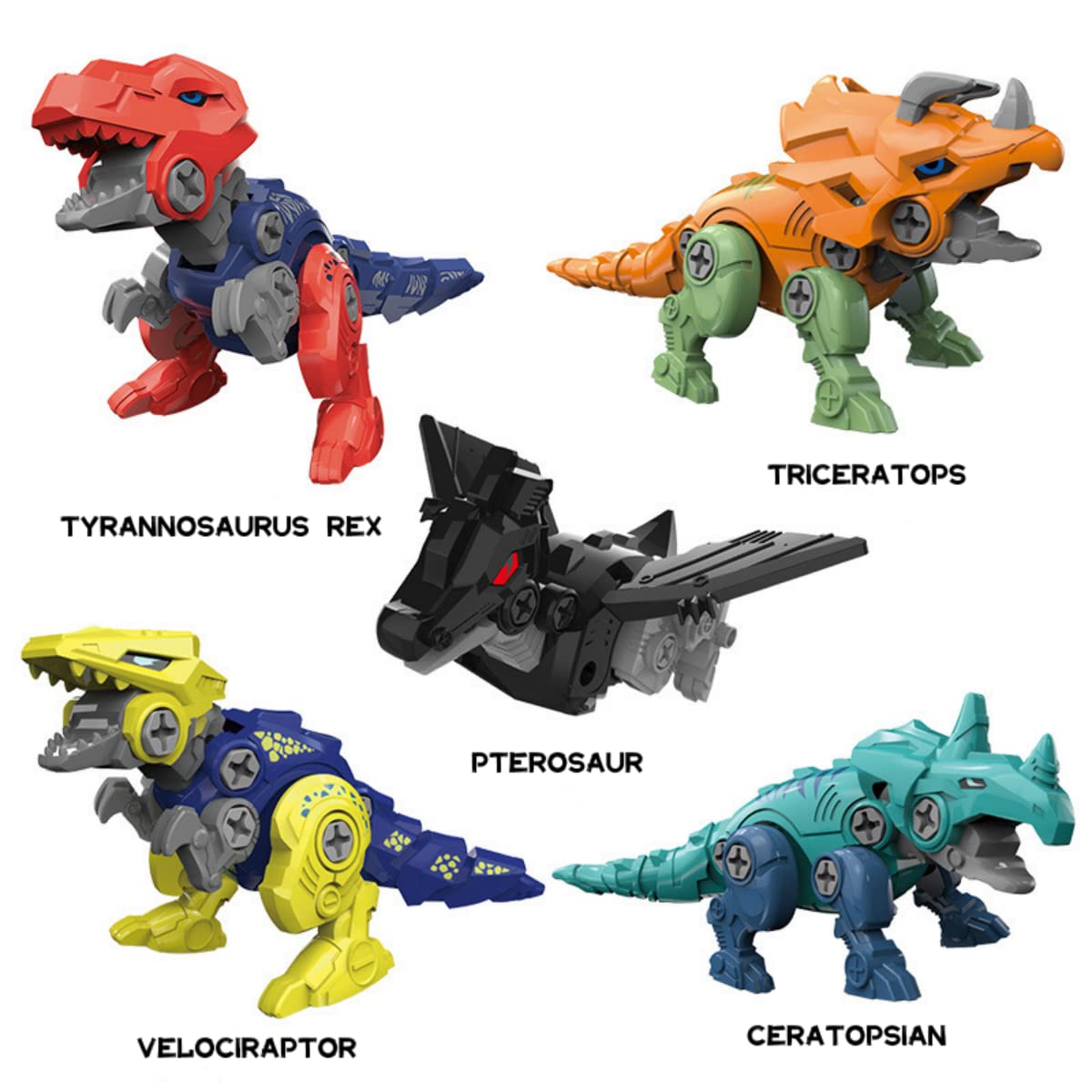 Rockclo five-dinosaurs-collection showcases diverse dinosaur play.
