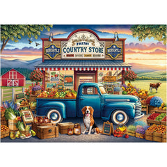 Rocorose country store puzzle box with inviting scene for family game night