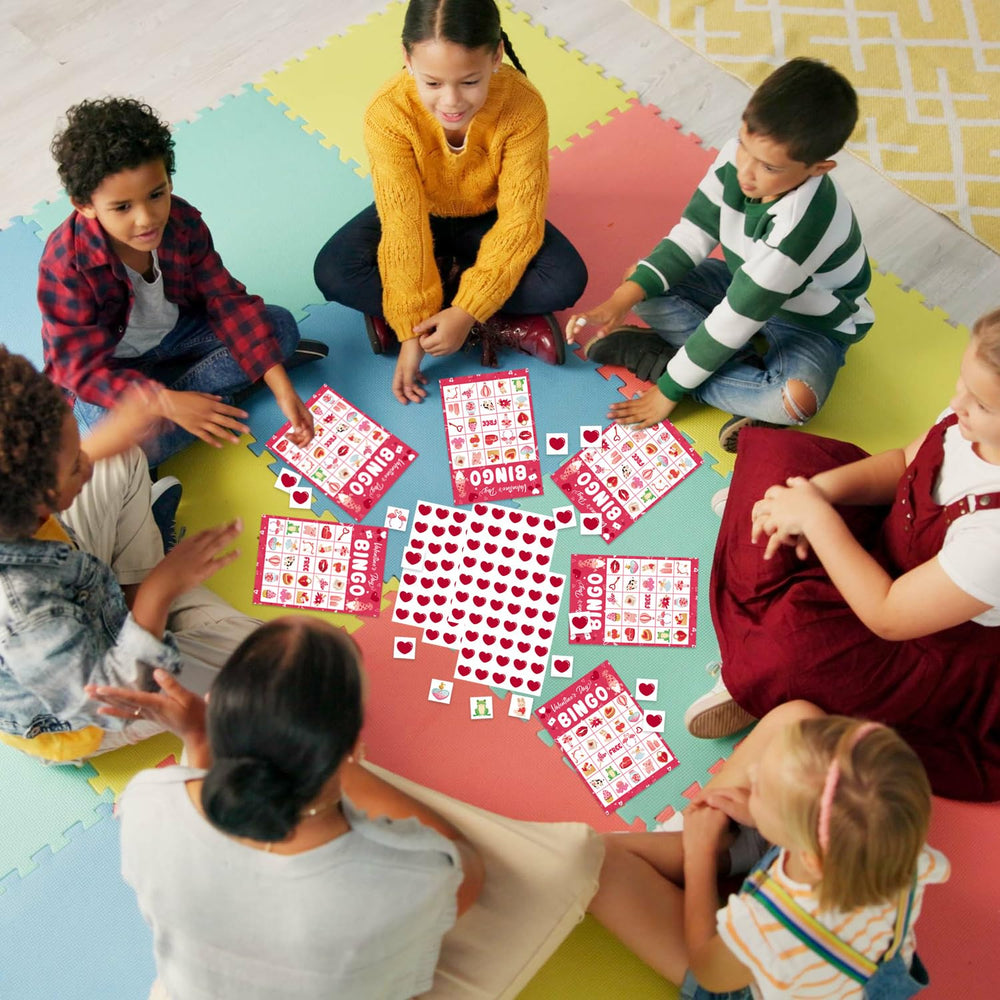ROCWOHO classroom Valentines bingo game for group activities and parties.