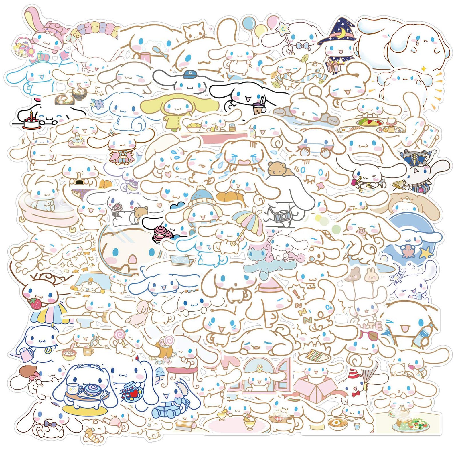 ROFOLO cinnamoroll stickers pack cover showing 100 unique designs for laptops.