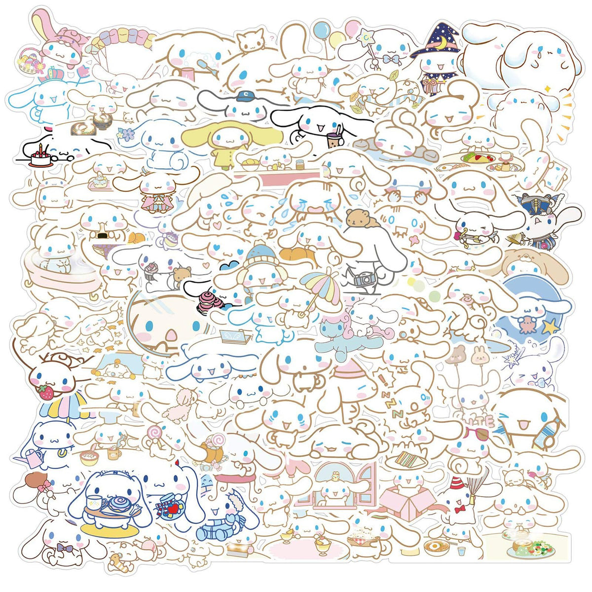 ROFOLO cinnamoroll stickers pack cover showing 100 unique designs for laptops.