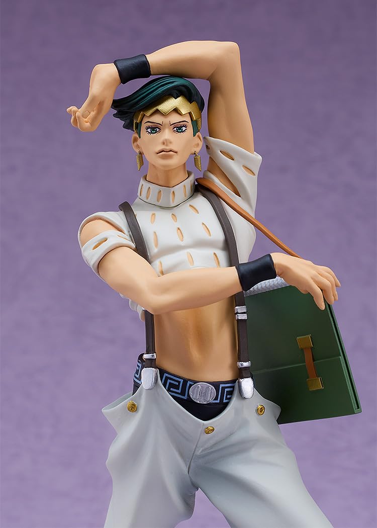 JoJo's Rohan Kishibe figure with included stand for secure display.