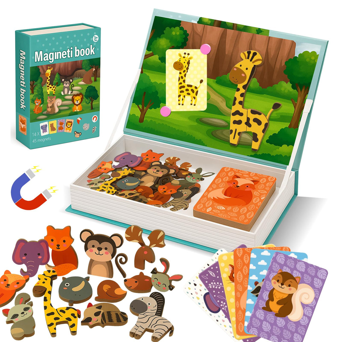 ROHSCE Animal Magnetic Busy Book cover offers portable, screen-free play for toddlers.