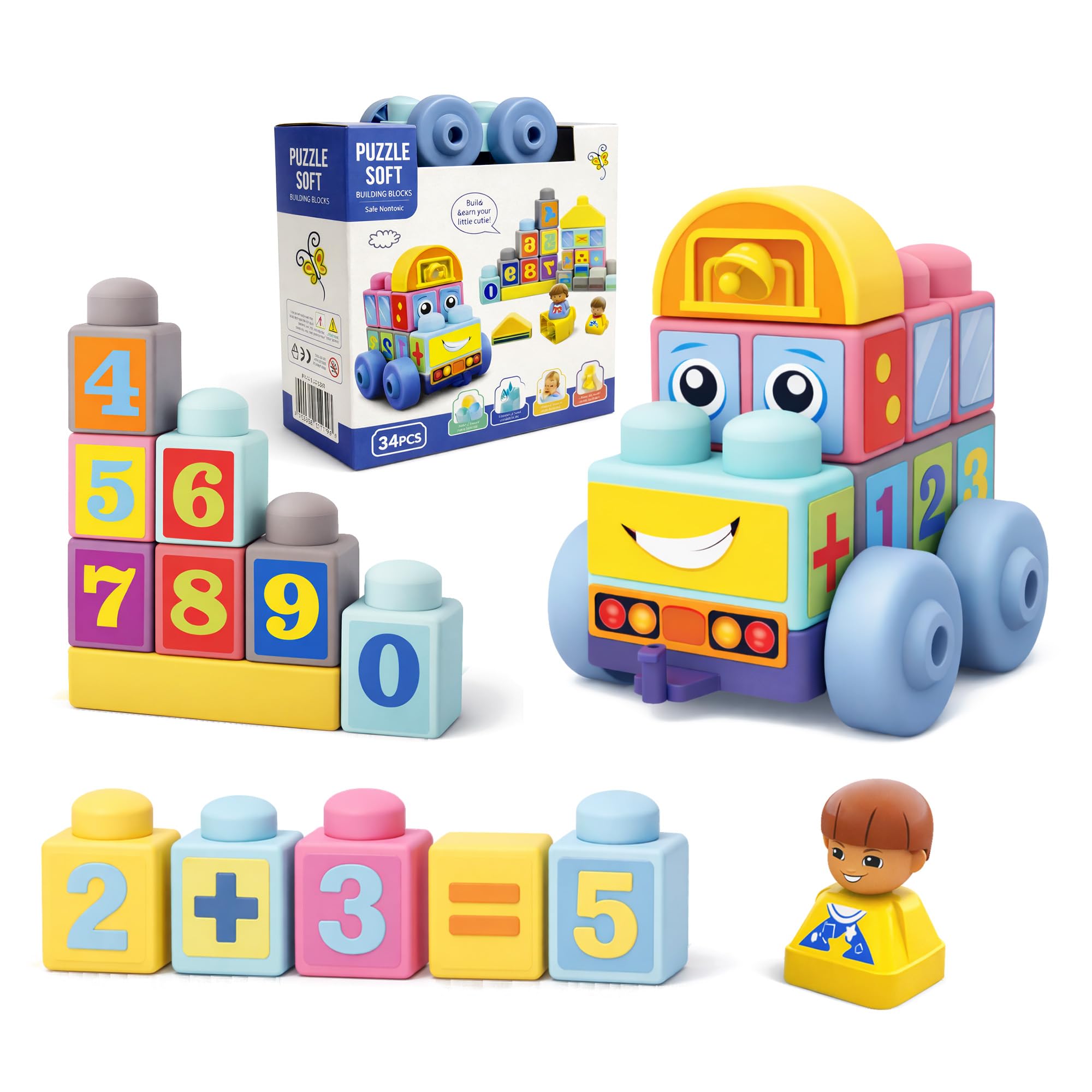 ROHSCE Baby Blocks 34-piece soft blocks for safe, imaginative play.