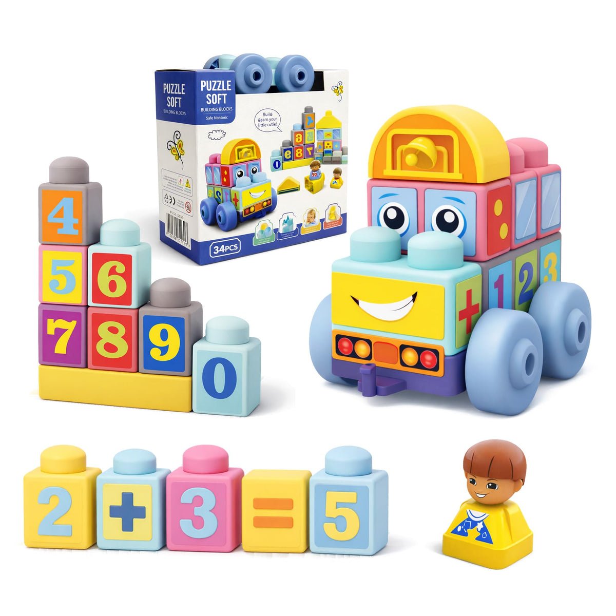 ROHSCE Baby Blocks 34-piece soft blocks for safe, imaginative play.
