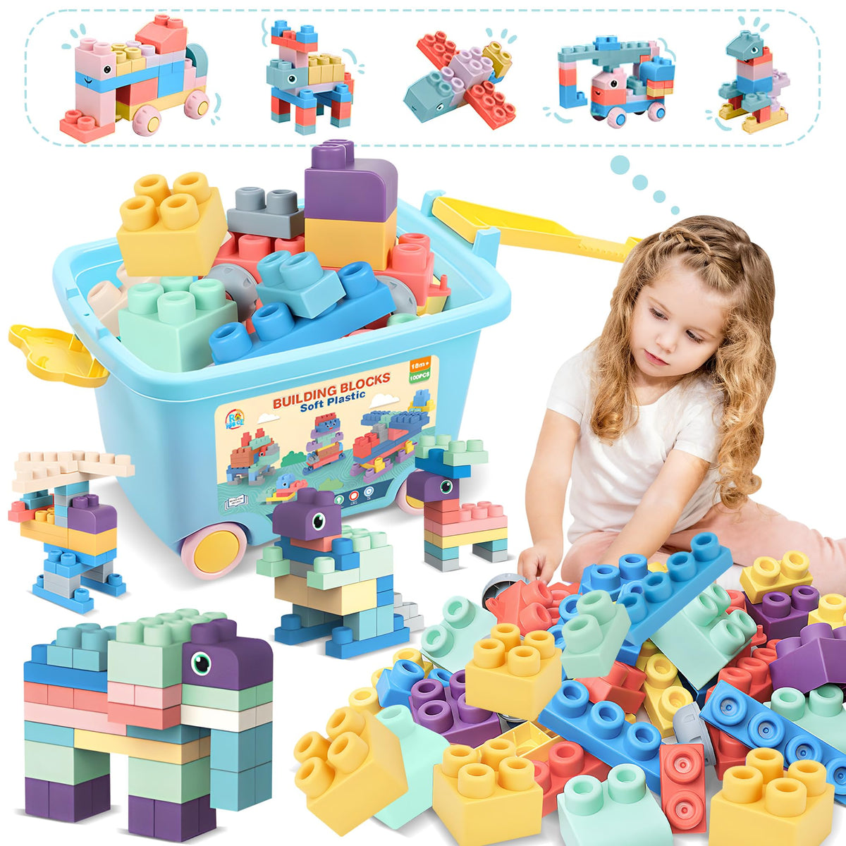 ROHSCE baby blocks stored in a bucket for tidy, engaging play.