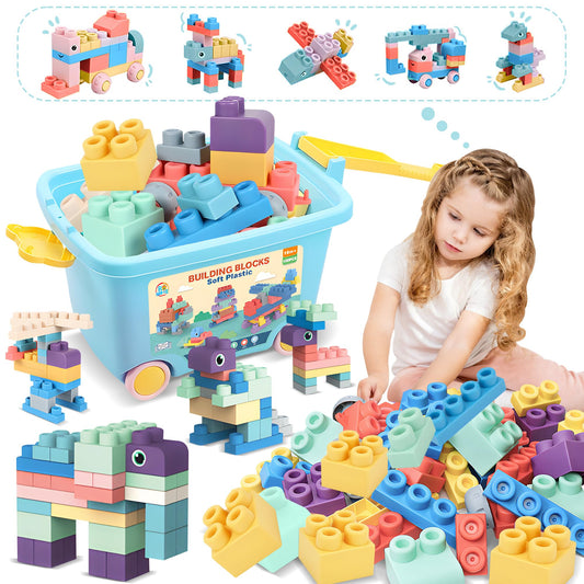 ROHSCE baby blocks stored in a bucket for tidy, engaging play.