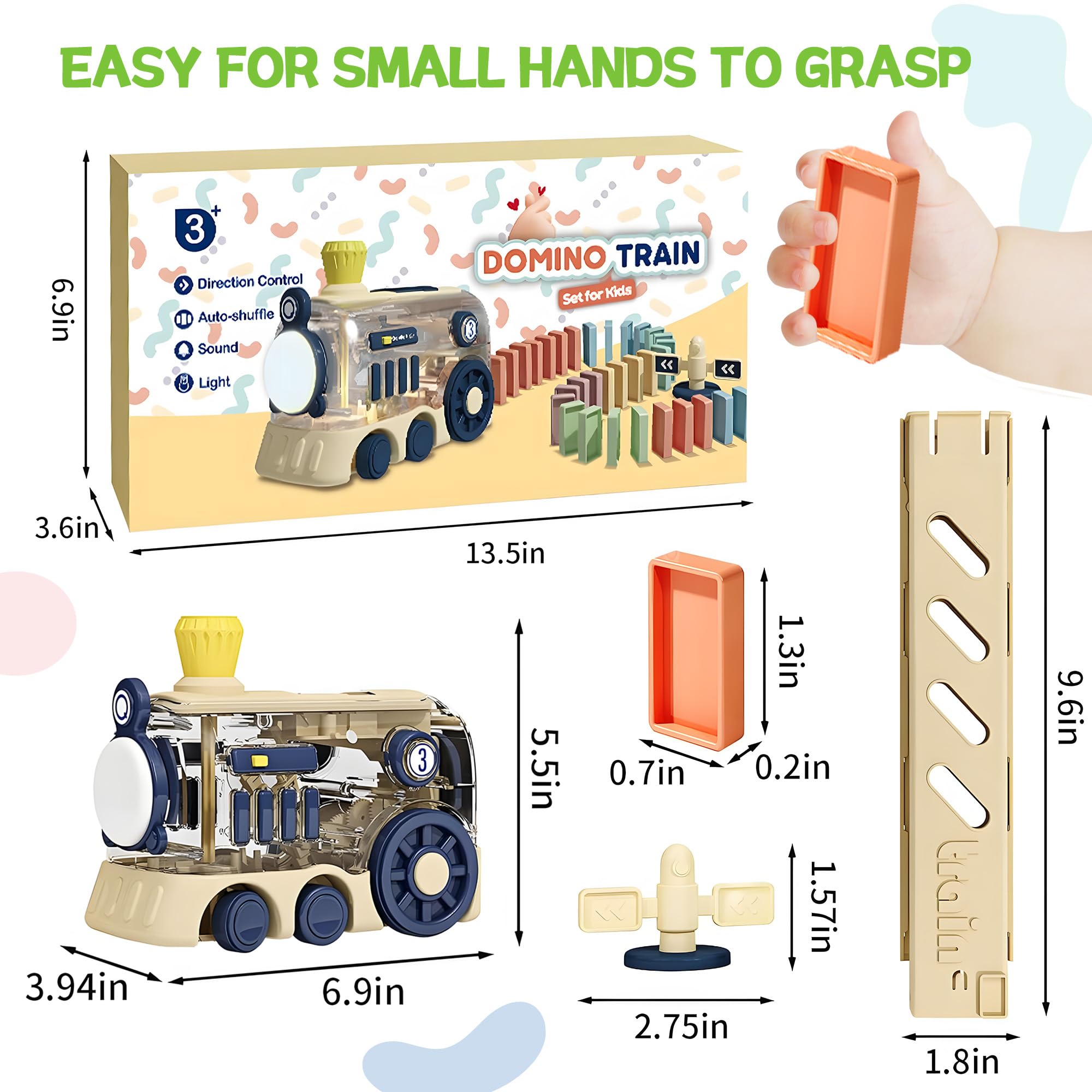 ROHSCE domino train with battery base supports engaging setup for 4+ year olds.