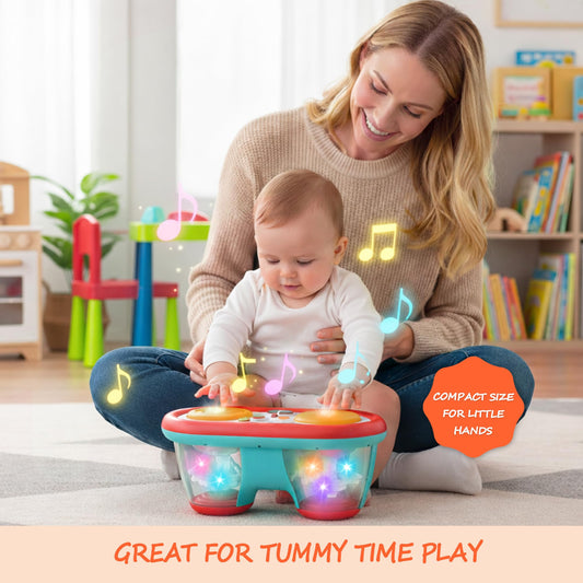 ROHSCE infant musical toy offers 8 drum sounds and 16 melodies for varied play.