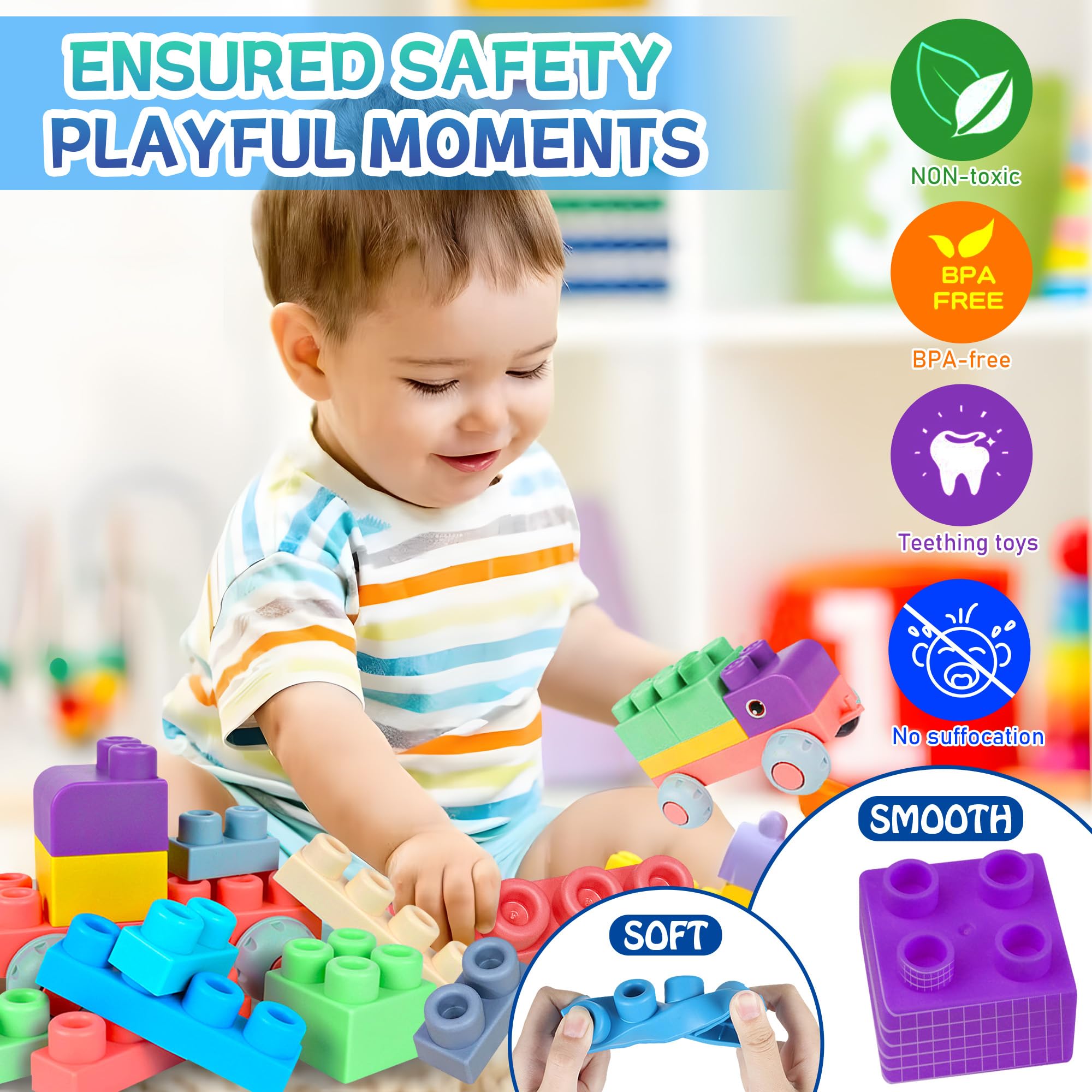 ROHSCE large blocks with easy-grip design, ideal for little hands.