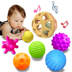 ROHSCE Montessori sensory balls with varied textures for safe baby grasping.