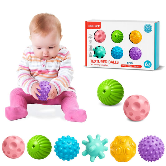 ROHSCE multicolored soft balls close-up textures for tactile exploration