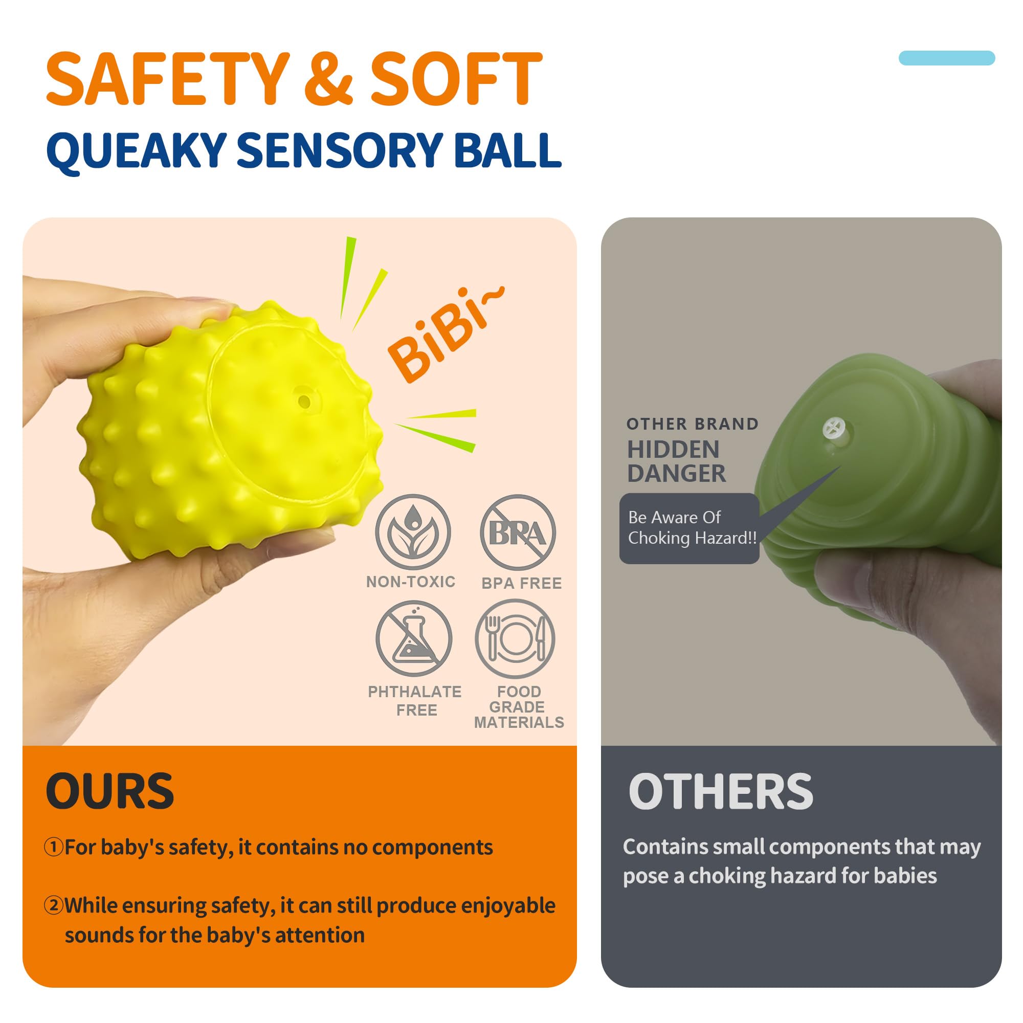 ROHSCE baby rattle balls: built-in rattle promotes auditory play and grasping