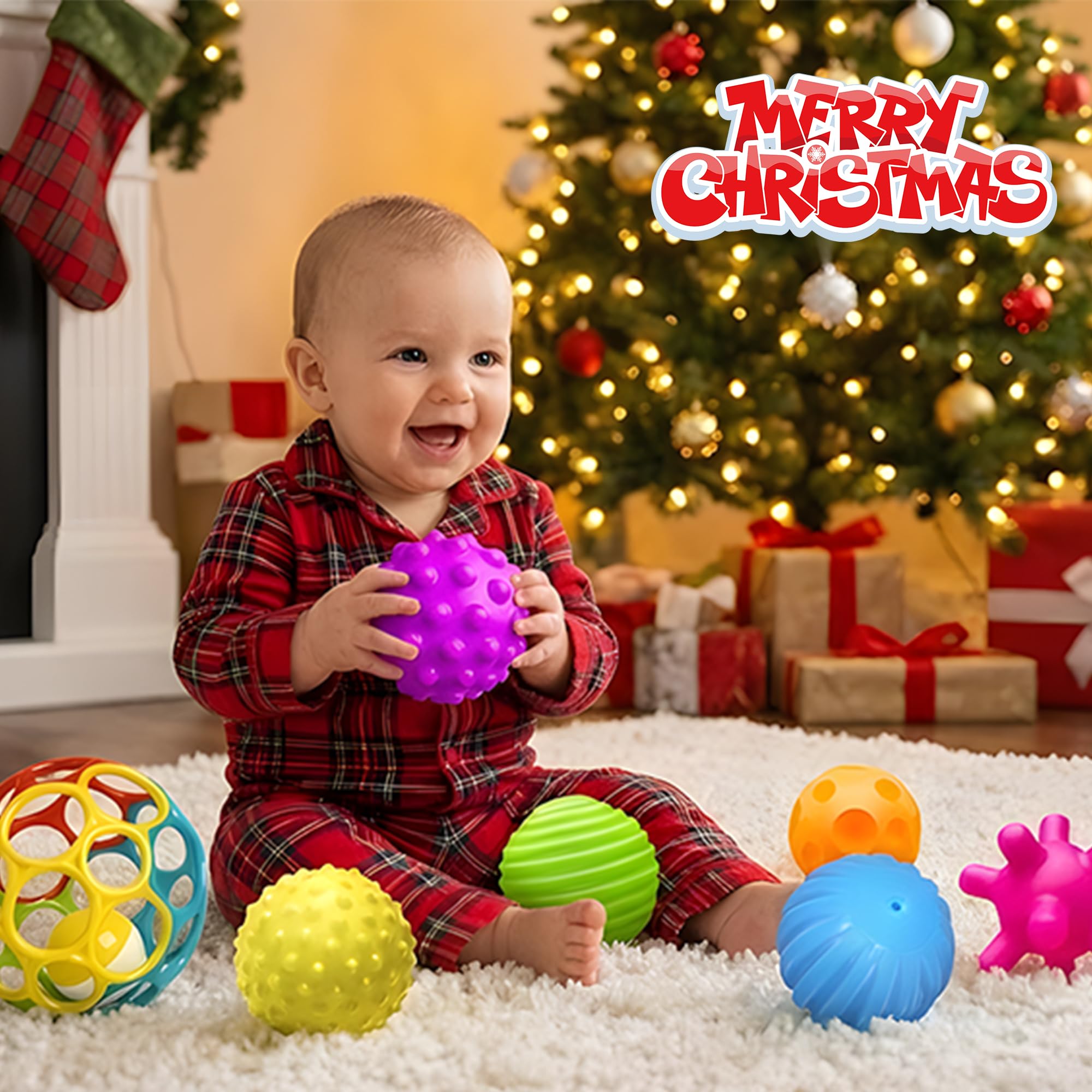 ROHSCE sensory balls: squeak and rattle features engage hearing and motor skills
