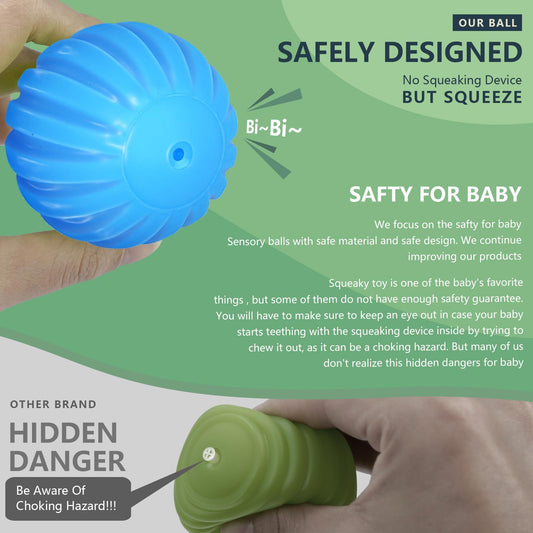 ROHSCE sensory balls with textured foam support grip and fine motor play.