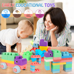 ROHSCE 80pcs soft rubber blocks in vibrant colors for early learning