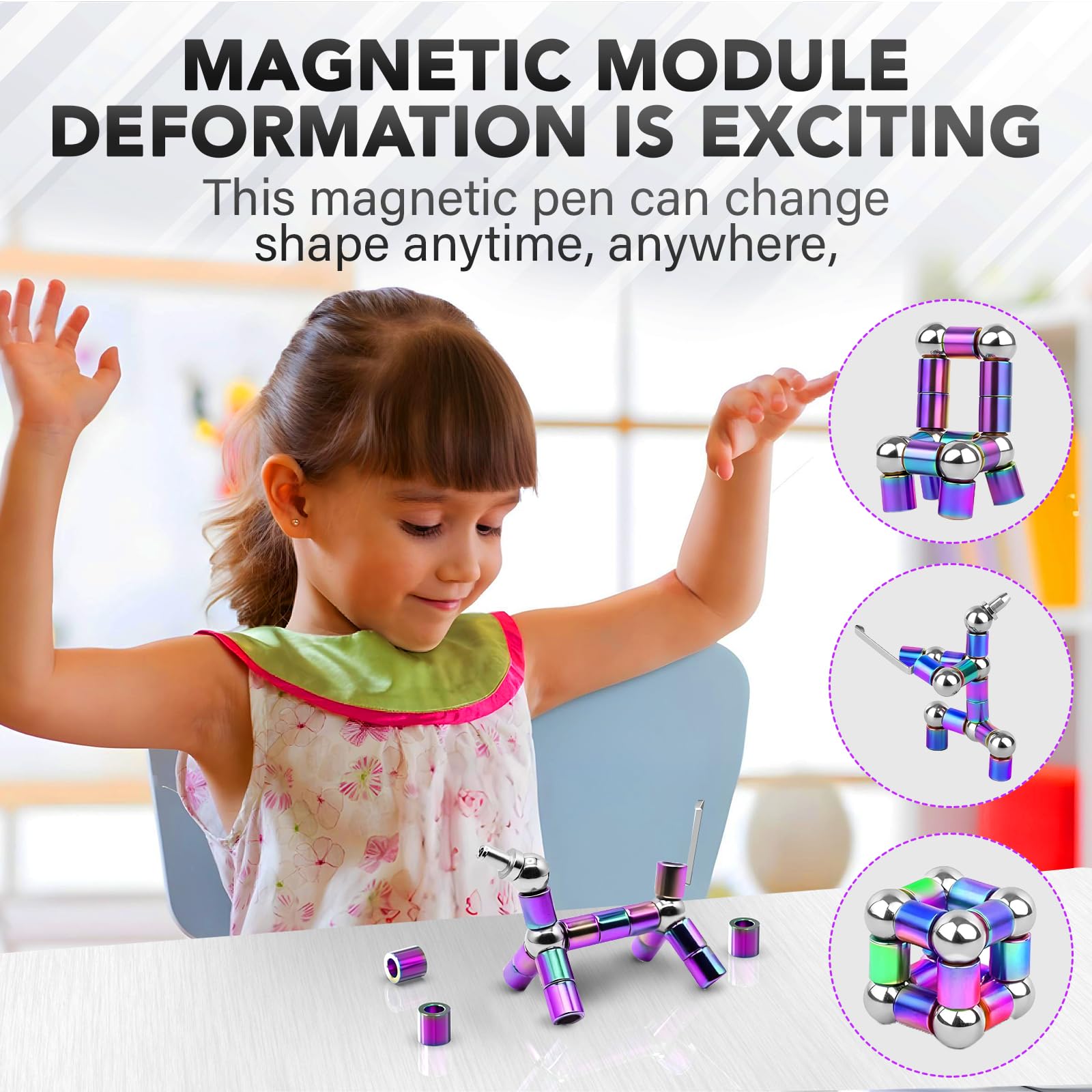 Rokile magnetic fidget pen large metal balls for satisfying knob twirls and focus