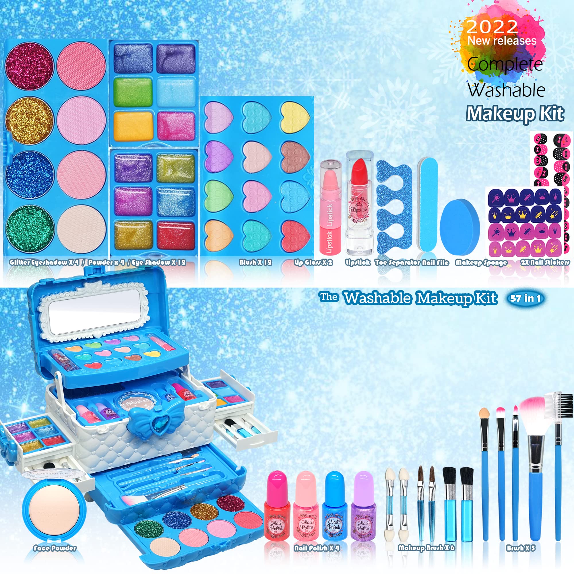 ROKKES kids makeup kit side view highlighting its portable handle for on-the-go playdates.