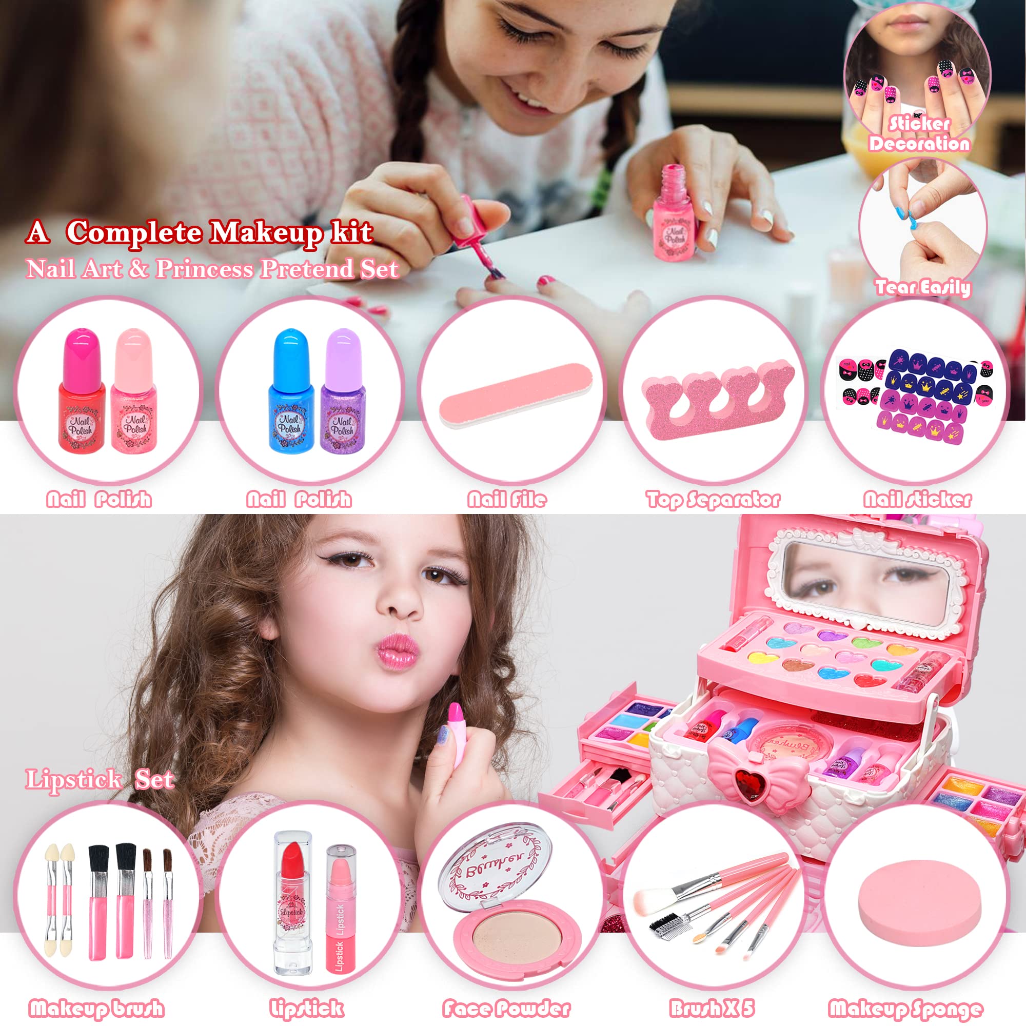 ROKKES Makeup Kit brushes and sponges for smooth, gentle application.
