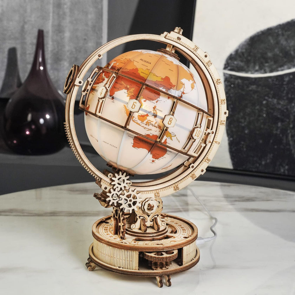 ROKR 3D globe puzzle shows precise laser-cut pieces for a satisfying build.