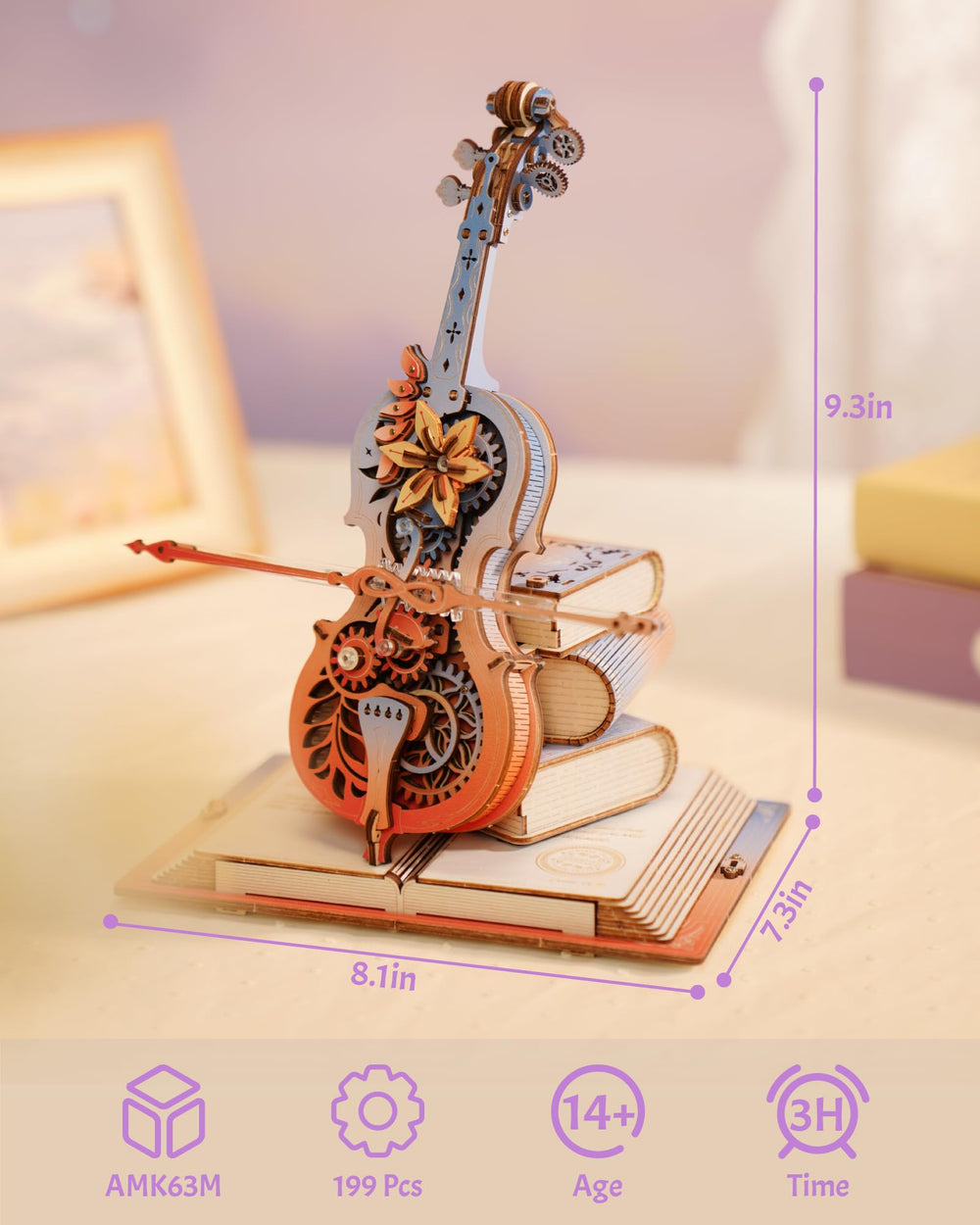 ROKR 3D cello desk display turns your workspace into a mini concert hall.
