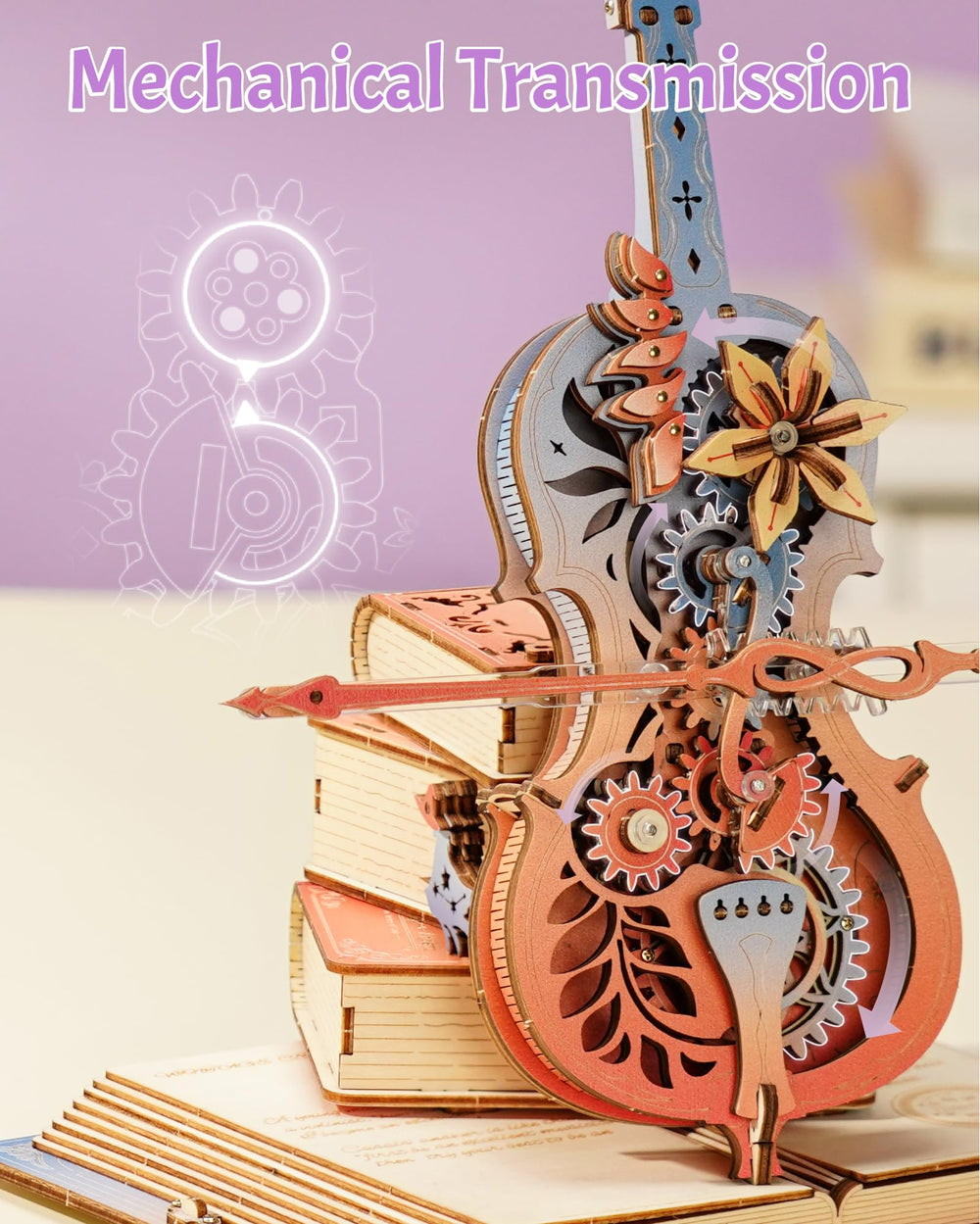 ROKR 3D cello mainspring drive highlights self-contained mechanics and visual charm.