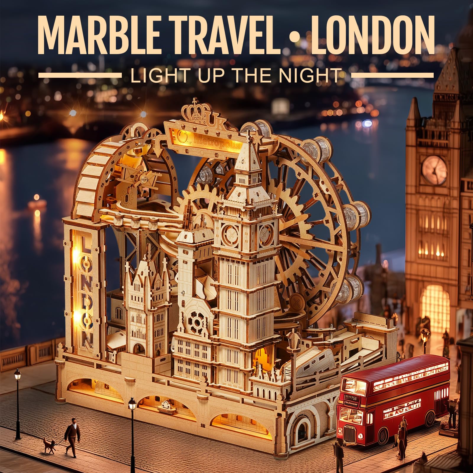 ROKR 3D puzzle Tower Bridge section showcases precision laser-cut detail.