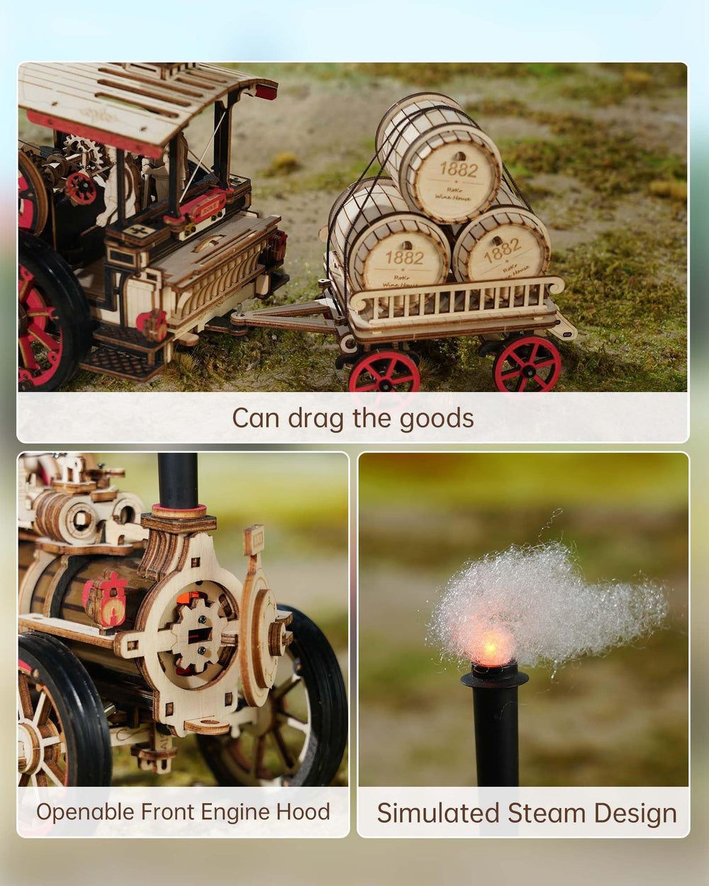 ROKR 3D puzzle smoke chimney detail adds retro ambiance