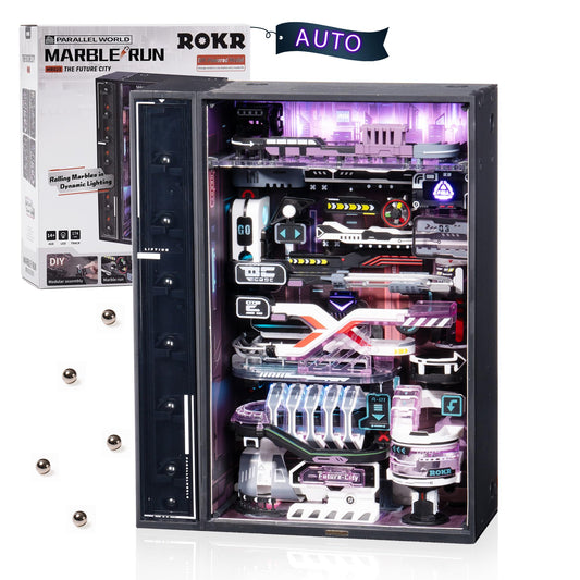 ROKR 3D Marble Run city module showcases futuristic design and interactive play