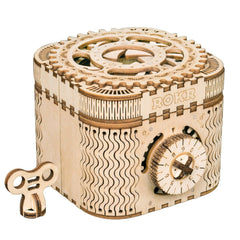 ROKR 3D wooden puzzle box front knob for password entry and secure storage.