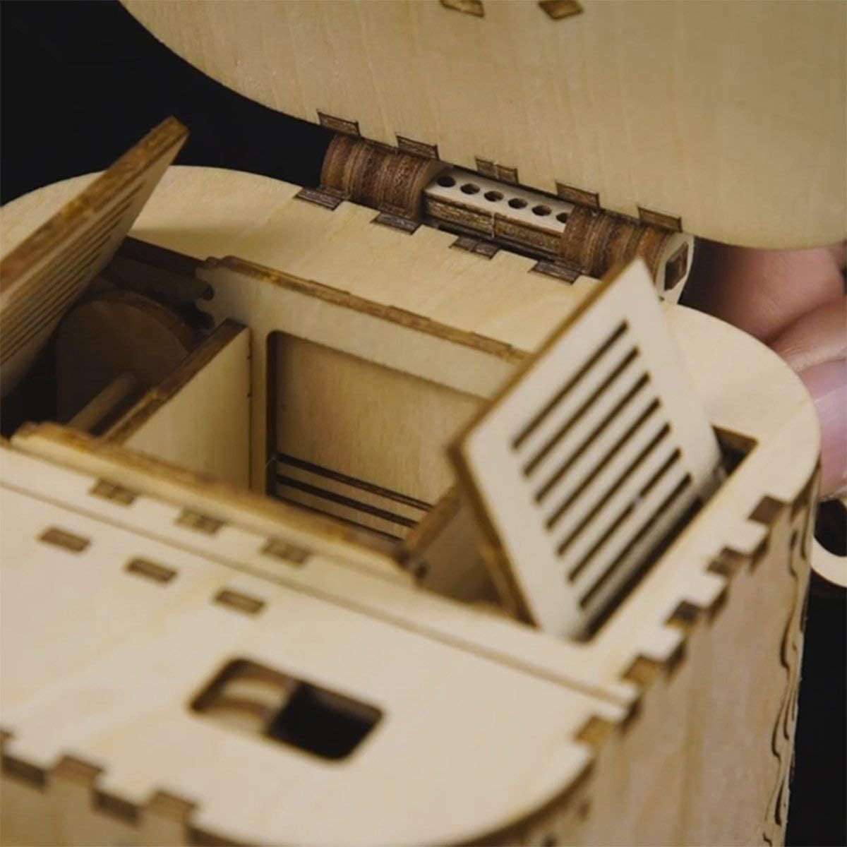 ROKR 3D wooden puzzle box top gear reveals a smooth mechanical sequence.