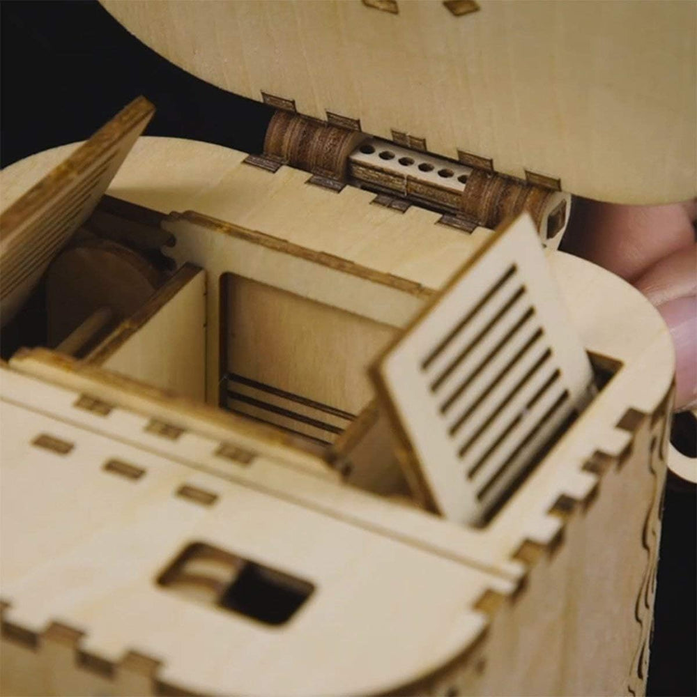 ROKR 3D wooden puzzle box top gear reveals a smooth mechanical sequence.