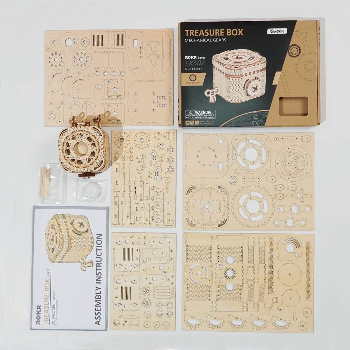 ROKR 3D wooden puzzle box compact design ideal for desks or shelves.