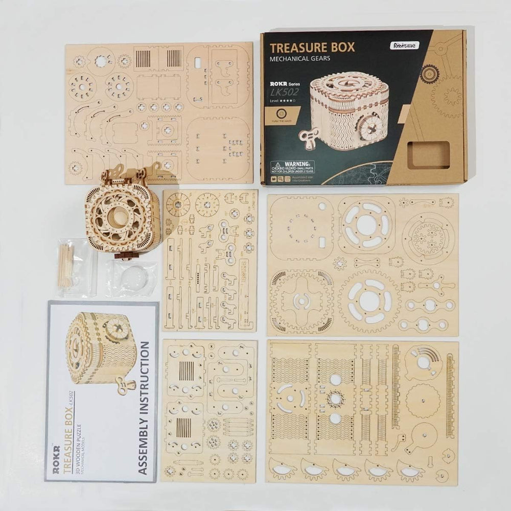 ROKR 3D wooden puzzle box compact design ideal for desks or shelves.