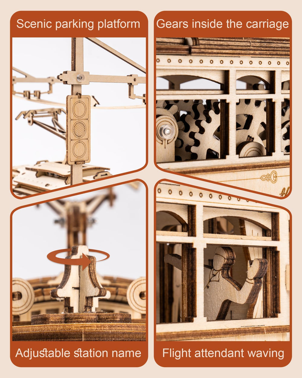 ROKR adult 3D puzzle tram with detailed cabin and motifs