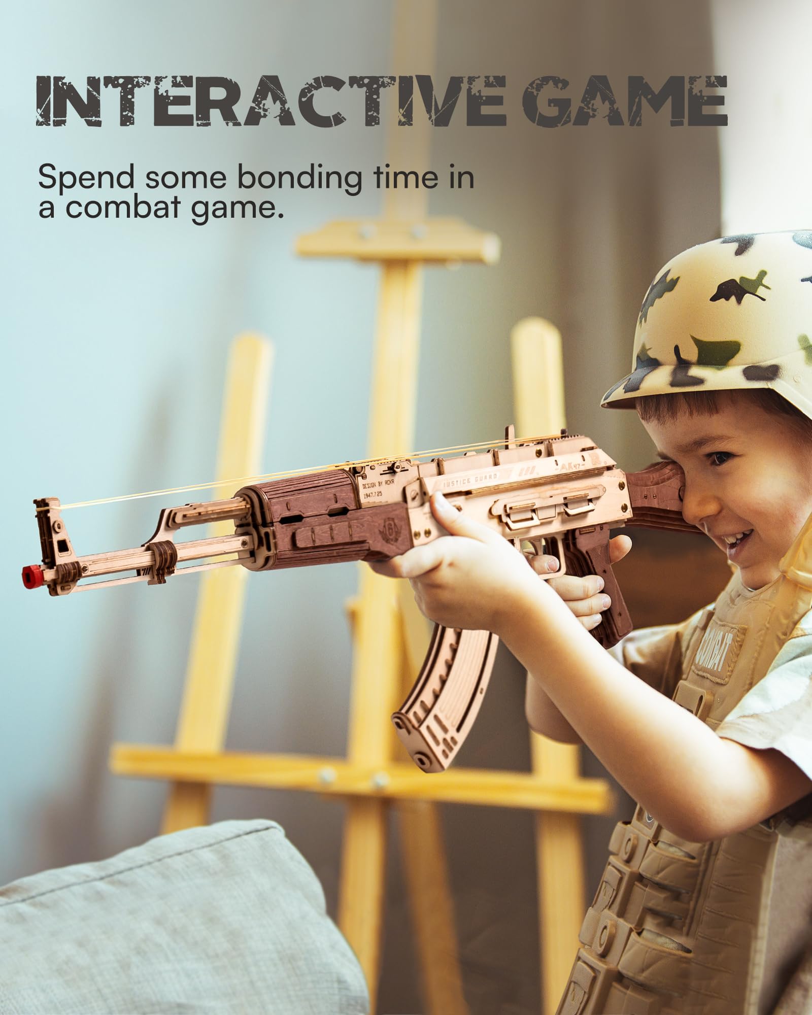 ROKR AK47 solid plywood housing provides sturdy grip and durability