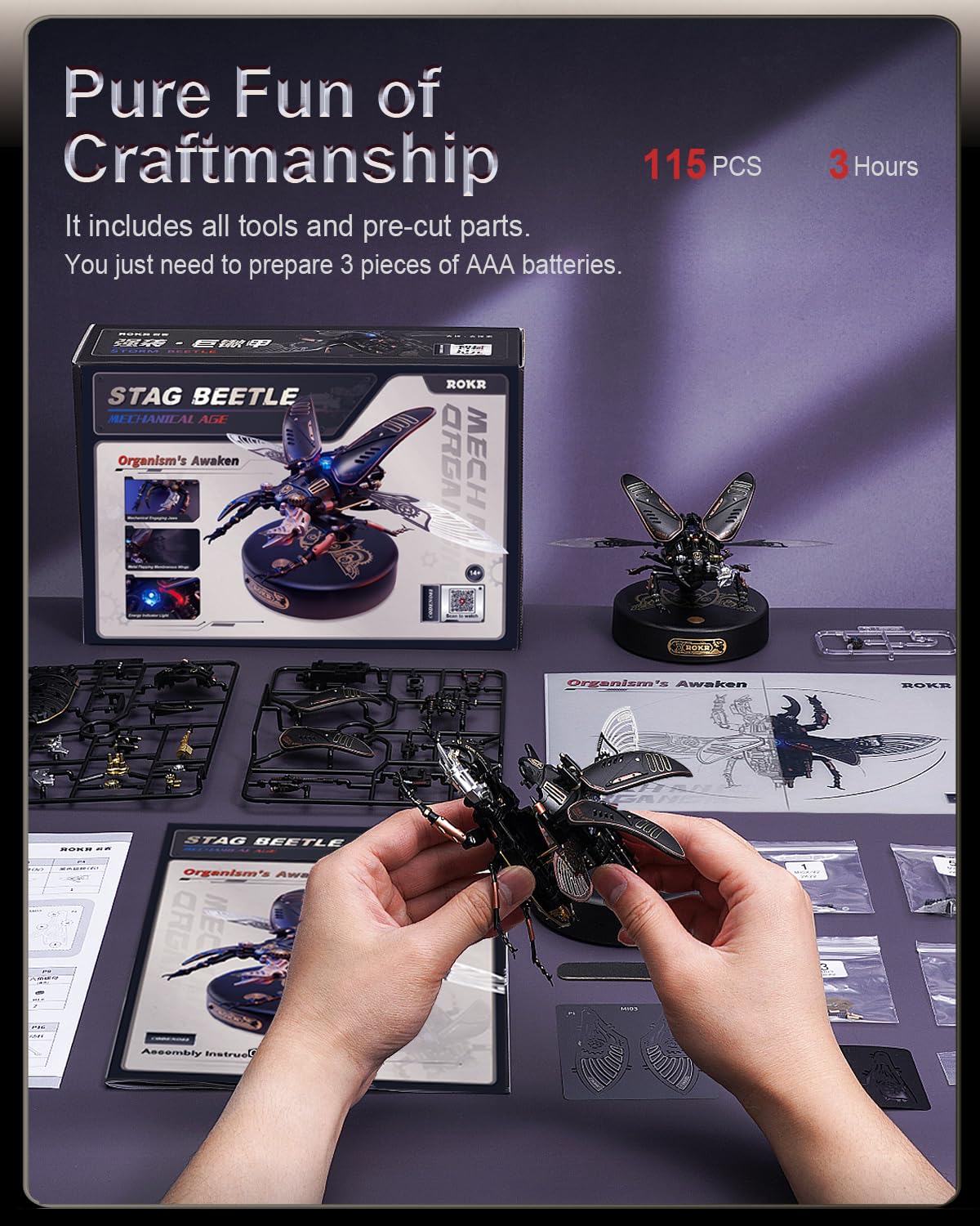 ROKR assembly 156-part kit becomes an impressive decor and conversation piece.