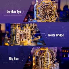 ROKR Big Ben bell mechanism detail highlights kinetic movement and puzzle complexity.