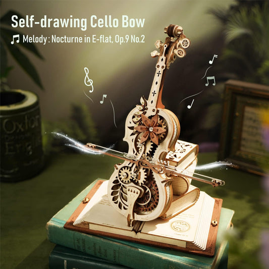 ROKR Cello 3D puzzle gear detail highlights precise machinery for a satisfying build experience.