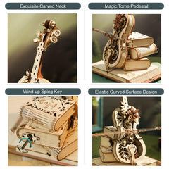 ROKR Cello 3D puzzle package includes manual and parts for a smooth, glue-free build.
