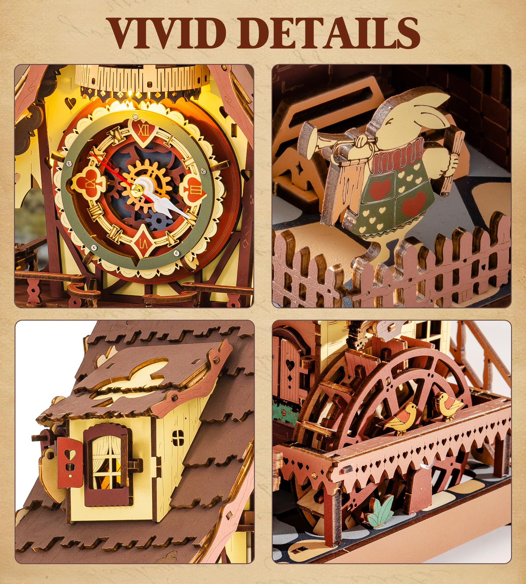 ROKR cuckoo clock dual power options for easy illumination at any time.