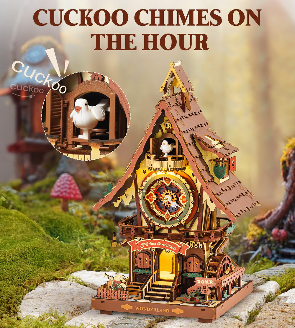 ROKR cuckoo clock silk-printed details add vintage charm to living spaces.