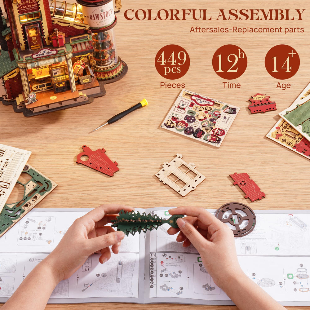 ROKR Dream Gift Factory assembly instructions guiding careful handiwork