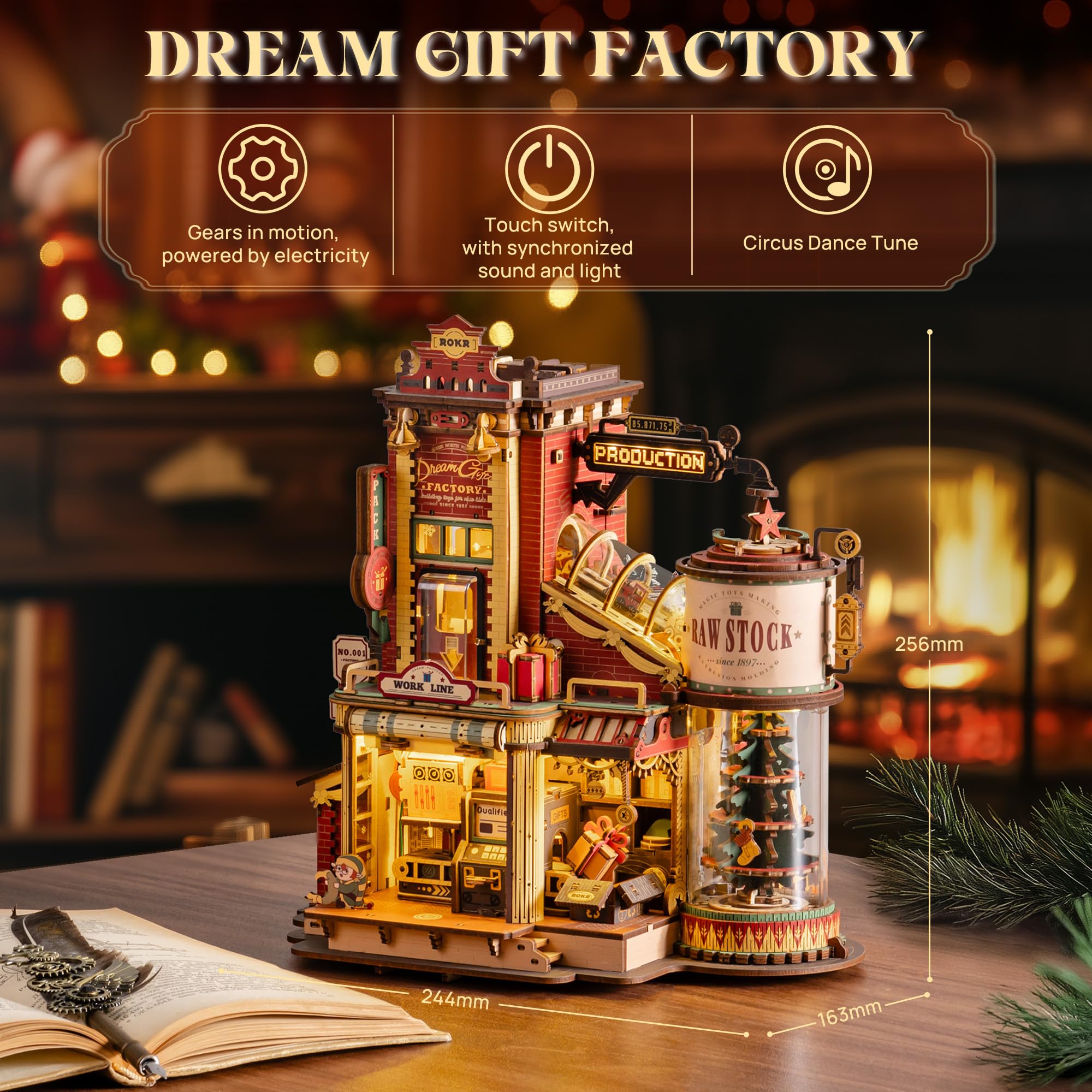 ROKR Dream Gift Factory detailed gears illustrate precise construction