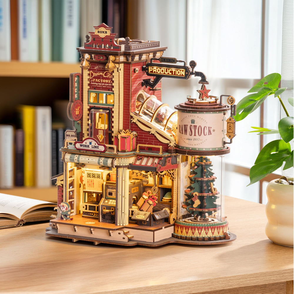 ROKR Dream Gift Factory workshop scene highlighting build journey and lighting