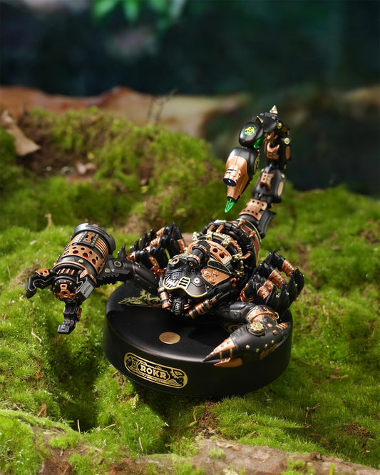 ROKR Emperor Scorpion side detail highlighting mechanical joints and steampunk design